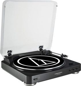 1. Audio-Technica AT-LP60BK-USB Fully Automatic Belt-Drive Stereo Turntable