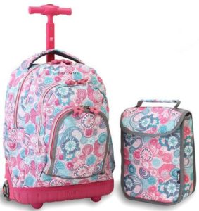 3. J World New York Lollipop Kids' Rolling Backpack with Lunch Bag