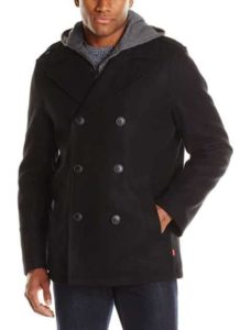 7. Levi's Men's Wool-Blend Coat with Fleece Hooded Bib